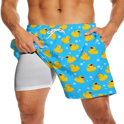 MSCPZH Mens Swim Trunks Duck Swimming Trunks Compression Liner Board Shorts 7 Inch Swimming Shorts