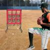 Baseball and Golf Hitting Net with Target Pockets 9 Zone, Baseball Training Equipment for Hitting Pitching Practice, Adjustable Height(48.42/45.27/42.12in), 4 Wheels view 3
