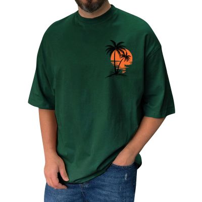 RTRDE Man Tshirts Graphic, Tees Print Short Sleeve T-Shirts Summer Casual Tee Top Shirts Mens Big and Tall Shirts Work (4XL, Dark Green)