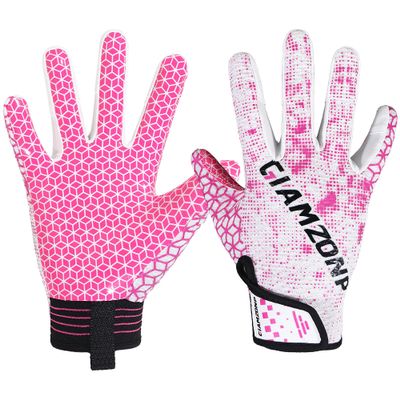 AIGEVTURE Youth Football Gloves Wide Receiver Best Gifts Kids Flag Football Receiving Gloves Boys Girls Pink Medium