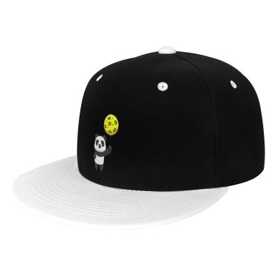 MULIHU Cute Panda Floating with The Moon Snapback Hat Flat Bill Hat Baseball Cap for Men Women Flat Brim Hats White