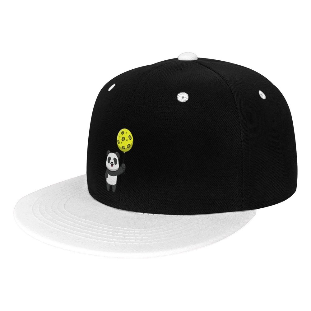 MULIHU Cute Panda Floating with The Moon Snapback Hat Flat Bill Hat Baseball Cap for Men Women Flat Brim Hats White