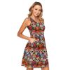 ALAZA Sugar Skull Daisy Flower Floral Women Summer Dresses Casual Sleeveless Sundress with Pockets Tank Dress XL view 2