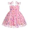 ABEHIK Toddler Girls Dresses Birthday Party Dress Baby Kids Bowknot Polka Dot Sequin Spaghetti Straps Tulle Tutu Princess Dress Pageant Holiday Cake Smash Photoshoot Dress Deep Pink 3-4Y