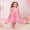 ABEHIK Toddler Girls Dresses Birthday Party Dress Baby Kids Bowknot Polka Dot Sequin Spaghetti Straps Tulle Tutu Princess Dress Pageant Holiday Cake Smash Photoshoot Dress Deep Pink 3-4Y view 2