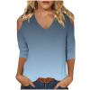3/4 Length Sleeve Womens Tops Sexy Off The Shoulder Tops for Women Summer V Neck T-Shirt Solid Color/Graphic Tees 2025 Casual Clothes Business Dressy Top Trendy Going Out Shirts Boho Fashion Cute view 1