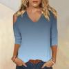 3/4 Length Sleeve Womens Tops Sexy Off The Shoulder Tops for Women Summer V Neck T-Shirt Solid Color/Graphic Tees 2025 Casual Clothes Business Dressy Top Trendy Going Out Shirts Boho Fashion Cute view 2