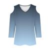 3/4 Length Sleeve Womens Tops Sexy Off The Shoulder Tops for Women Summer V Neck T-Shirt Solid Color/Graphic Tees 2025 Casual Clothes Business Dressy Top Trendy Going Out Shirts Boho Fashion Cute view 3