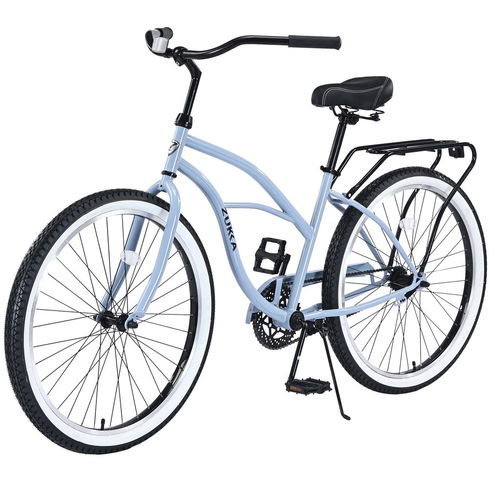 ZUKKA 26 Inch Beach Cruiser Bike, Single Speed Cruiser Bike with Coaster Brake, Blue