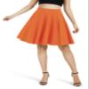 Urban CoCo Women's Basic Midi Skirt Versatile Stretchy Flared Casual High Waisted Skirt(X-Large, Orange-Long) view 2