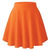 Urban CoCo Women's Basic Midi Skirt Versatile Stretchy Flared Casual High Waisted Skirt(X-Large, Orange-Long) view 3