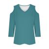 3/4 Length Sleeve Womens Tops Sexy Off The Shoulder Tops for Women Summer V Neck T-Shirt Solid Color/Graphic Tees 2025 Casual Clothes Business Dressy Top Trendy Going Out Shirts Boho Fashion Cute view 4