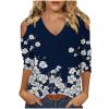 3/4 Length Sleeve Womens Tops Sexy Off The Shoulder Tops for Women Summer V Neck T-Shirt Solid Color/Graphic Tees 2025 Casual Clothes Business Dressy Top Trendy Going Out Shirts Boho Fashion Cute view 1