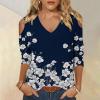 3/4 Length Sleeve Womens Tops Sexy Off The Shoulder Tops for Women Summer V Neck T-Shirt Solid Color/Graphic Tees 2025 Casual Clothes Business Dressy Top Trendy Going Out Shirts Boho Fashion Cute view 2