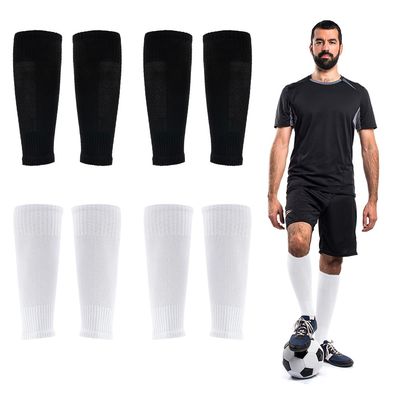 Ukontagood 4 Pairs Leg Sleeves for Soccer Socks, Shin Guard Sleeves to Accompany Anti-Slip Socks, Soccer Sleeve Socks for Youth Adults (White+Black)