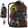 Hoiny Extra Large Soccer Ball Bag, 40" x 30" Drawstring Mesh Ball Bag with Pocket, Heavy Duty Sport Net Sack for Coaches, Storage Bag for Basketball, Volleyball, Gym Equipment, Swimming Gear (2) view 1