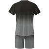 NineFit Basics today 2024 Mens Casual 2 Piece Outfits Summer Fashion Gradient Color Short Sleeve Athletic Shirt and Drawstring Shorts Sweatsuit prime of day deals Black 4X view 4