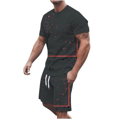 NineFit Basics today 2024 Mens Casual 2 Piece Outfits Summer Fashion Gradient Color Short Sleeve Athletic Shirt and Drawstring Shorts Sweatsuit prime of day deals today 2024 men Black 5X