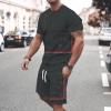 NineFit Basics today 2024 Mens Casual 2 Piece Outfits Summer Fashion Gradient Color Short Sleeve Athletic Shirt and Drawstring Shorts Sweatsuit prime of day deals today 2024 men Black 5X view 2