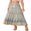 Allegra K Boho Skirt for Women's Casual Peasant Floral Bohemian Tassels Elastic Waist Maxi Skirts Large Beige view 1