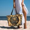 SDEGTHO MDATT Ancient World Globe Beach Bags for Women, Large Beach Tote Bags Beach Bag with Zipper Swim Pool Bag view 2