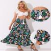 Allegra K Boho Skirt for Women's Casual Peasant Floral Bohemian Tassels Elastic Waist Maxi Skirts Small Dark Blue view 2