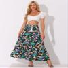 Allegra K Boho Skirt for Women's Casual Peasant Floral Bohemian Tassels Elastic Waist Maxi Skirts Small Dark Blue view 4