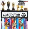 Goutoports Personalized Medal Hanger Display Rack for Awards and Trophies - Custom Metal Holder for Your Multiple Sports Race Medals - Easy to Install Basketball Medal Display Holder Ribbons Hanger view 1
