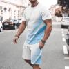 NineFit Basics today 2024 Mens Casual 2 Piece Outfits Summer Fashion Gradient Color Short Sleeve Athletic Shirt and Drawstring Shorts Sweatsuit amazon outlet clearance of sales today Light Blue 4X view 2
