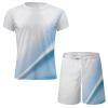 NineFit Basics today 2024 Mens Casual 2 Piece Outfits Summer Fashion Gradient Color Short Sleeve Athletic Shirt and Drawstring Shorts Sweatsuit amazon outlet clearance of sales today Light Blue 4X view 4