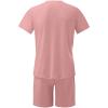 NineFit Basics today 2024 Mens 2 Piece Outfits Summer Athletic Casual Short Sleeve Crewneck Shirts and Drawstring Tracksuit Shorts Beach Outfit teacher prime of day Pink 2X, XX-Large view 4