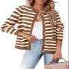 Dokotoo Brown Cardigan Sweaters for Women 2026 Fashion Trendy Loose Casual Fall Clothes Long Sleeve Open Front Long Chunky Cable Knit Striped Cardigan Sweater Winter Outerwear Coat Small view 2