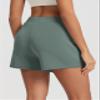 ODODOS Modal Soft Wrap Mini Skorts with Pocket for Women High Waist Asymmetrical Hem Relaxed Shorts, Slate Green, X-Large view 2