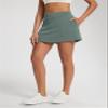 ODODOS Modal Soft Wrap Mini Skorts with Pocket for Women High Waist Asymmetrical Hem Relaxed Shorts, Slate Green, X-Large view 3