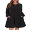 BELAROI Sweater Dress Plus Size Black Dresses for Curvy Women Long Sleeve Crew Neck Casual Tunic Fall Winter Oufits Pockets (5X, Black) view 1