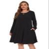 BELAROI Sweater Dress Plus Size Black Dresses for Curvy Women Long Sleeve Crew Neck Casual Tunic Fall Winter Oufits Pockets (5X, Black) view 2