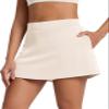 ODODOS Modal Soft Wrap Mini Skorts with Pocket for Women High Waist Asymmetrical Hem Relaxed Shorts, Beige, Large view 1