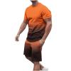 NineFit Basics today 2024 Mens Casual 2 Piece Outfits Summer Fashion Gradient Color Short Sleeve Athletic Shirt and Drawstring Shorts Sweatsuit amazon of prime of day 2024 deals Orange L view 1
