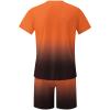 NineFit Basics today 2024 Mens Casual 2 Piece Outfits Summer Fashion Gradient Color Short Sleeve Athletic Shirt and Drawstring Shorts Sweatsuit amazon of prime of day 2024 deals Orange L view 4