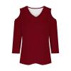 3/4 Length Sleeve Womens Tops Sexy Off The Shoulder Tops for Women Summer V Neck T-Shirt Solid Color/Graphic Tees 2025 Casual Clothes Business Dressy Top Trendy Going Out Shirts Boho Fashion Cute view 4