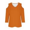 3/4 Length Sleeve Womens Tops Sexy Off The Shoulder Tops for Women Summer V Neck T-Shirt Solid Color/Graphic Tees 2025 Casual Clothes Business Dressy Top Trendy Going Out Shirts Boho Fashion Cute view 4