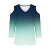 3/4 Length Sleeve Womens Tops Sexy Off The Shoulder Tops for Women Summer V Neck T-Shirt Solid Color/Graphic Tees 2025 Casual Clothes Business Dressy Top Trendy Going Out Shirts Boho Fashion Cute view 3