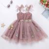 ABEHIK Baby Girls Birthday Party Dress Toddler Kids Bowknot Sequin Spaghetti Straps Tulle Tutu Princess Dress Floral Embroidery Cake Smash Photoshoot Dresses Taro Purple 2-3y view 4
