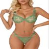 Lilosy Sexy Lingerie Set 2 Piece Women Bra and Panty Bow Light Green L view 1