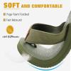 KuaiLu Men's Leather Flip Flops Arch Support Summer Beach Pool Water Thong Sandals Waterproof Rubber Walking Shoes Slip on Orthotic Casual Sport Cushioned Slides Shower Slippers Army Green Size 10.5 view 3
