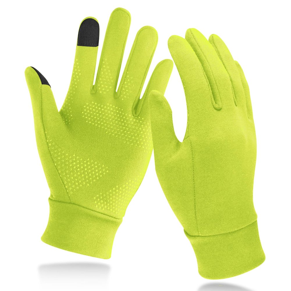 Unigear Running Gloves, Touch Screen Anti-Slip Lightweight Gloves Liners for Cycling Biking Sporting Driving for Men Women (ChartreuseMedium)