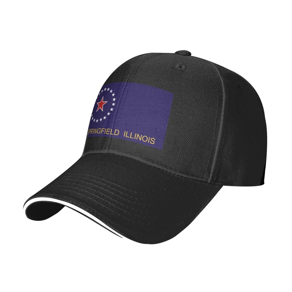 Flag of Springfield, Illinois Baseball Cap Women Men Hat Adjustable Outdoor Baseball Caps Sun Hat Black