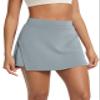 ODODOS Modal Soft Wrap Mini Skorts with Pocket for Women High Waist Asymmetrical Hem Relaxed Shorts, Grey Blue, Medium view 1