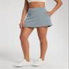 ODODOS Modal Soft Wrap Mini Skorts with Pocket for Women High Waist Asymmetrical Hem Relaxed Shorts, Grey Blue, Medium view 4