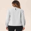 Allegra K Work Blouses for Women Stand Collar Long Sleeve Ruched Dressy Business Casual Work Shirt Small Gray view 2
